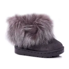 FRROCK Kinder Snowboots Met Bont Grijs Kleine Vos
